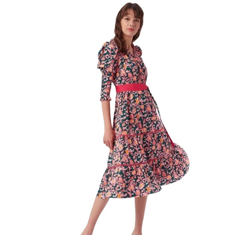 SALE! 🆕Diane Von Furstenberg DVF Leylani Belted Cotton Poplin Dress Size 10
